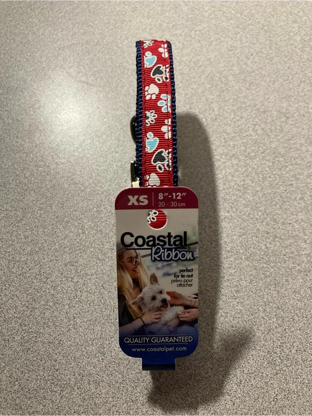Dog Collar Adjustable Red With Paw Prints By Pet Attire NWT
